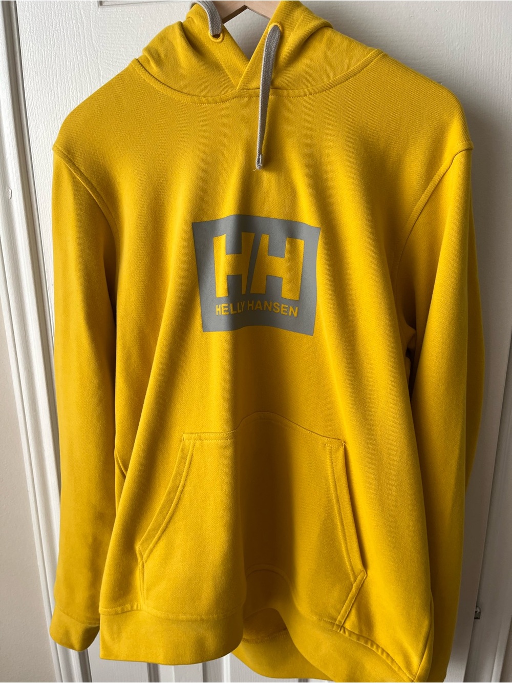 Helly Hansen Yellow Pullover Hoodie with Gray Logo